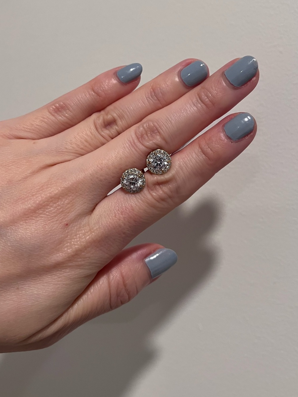 NWT Diamonique Round Halo Stud Earrings